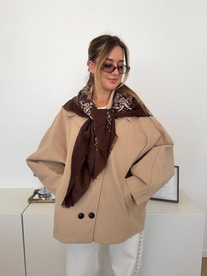 Paisley Tuch Schal - Dunkelbraun/Creme