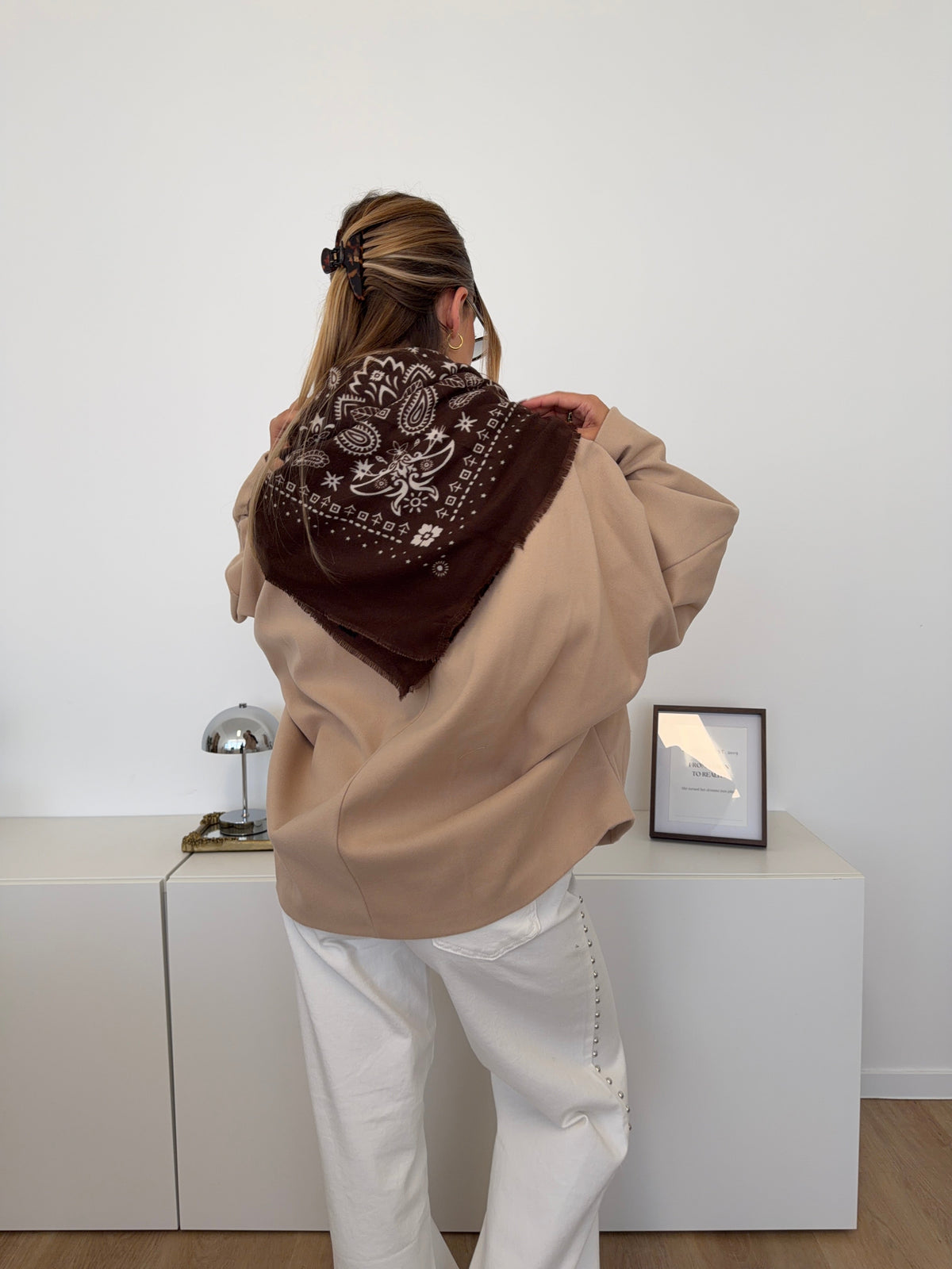 Paisley Tuch Schal - Dunkelbraun/Creme