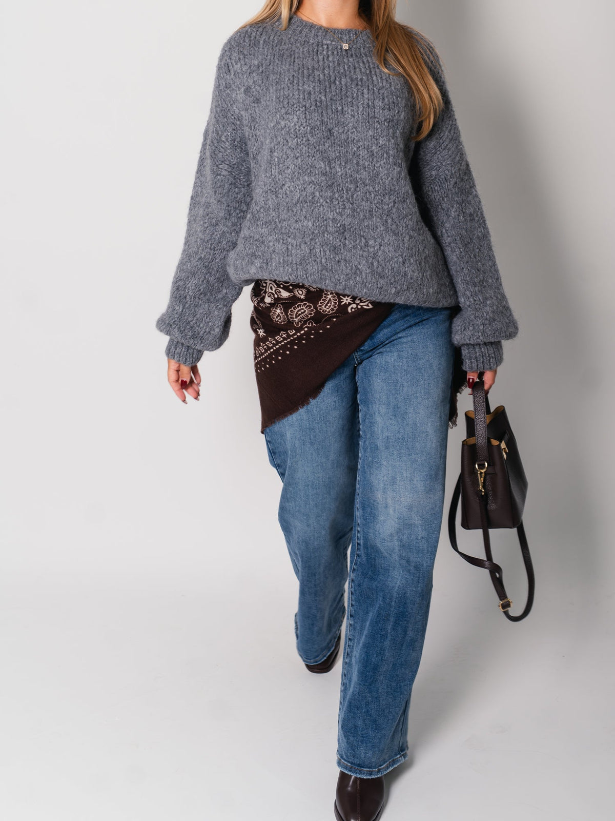 Paisley Tuch Schal - Dunkelbraun/Creme