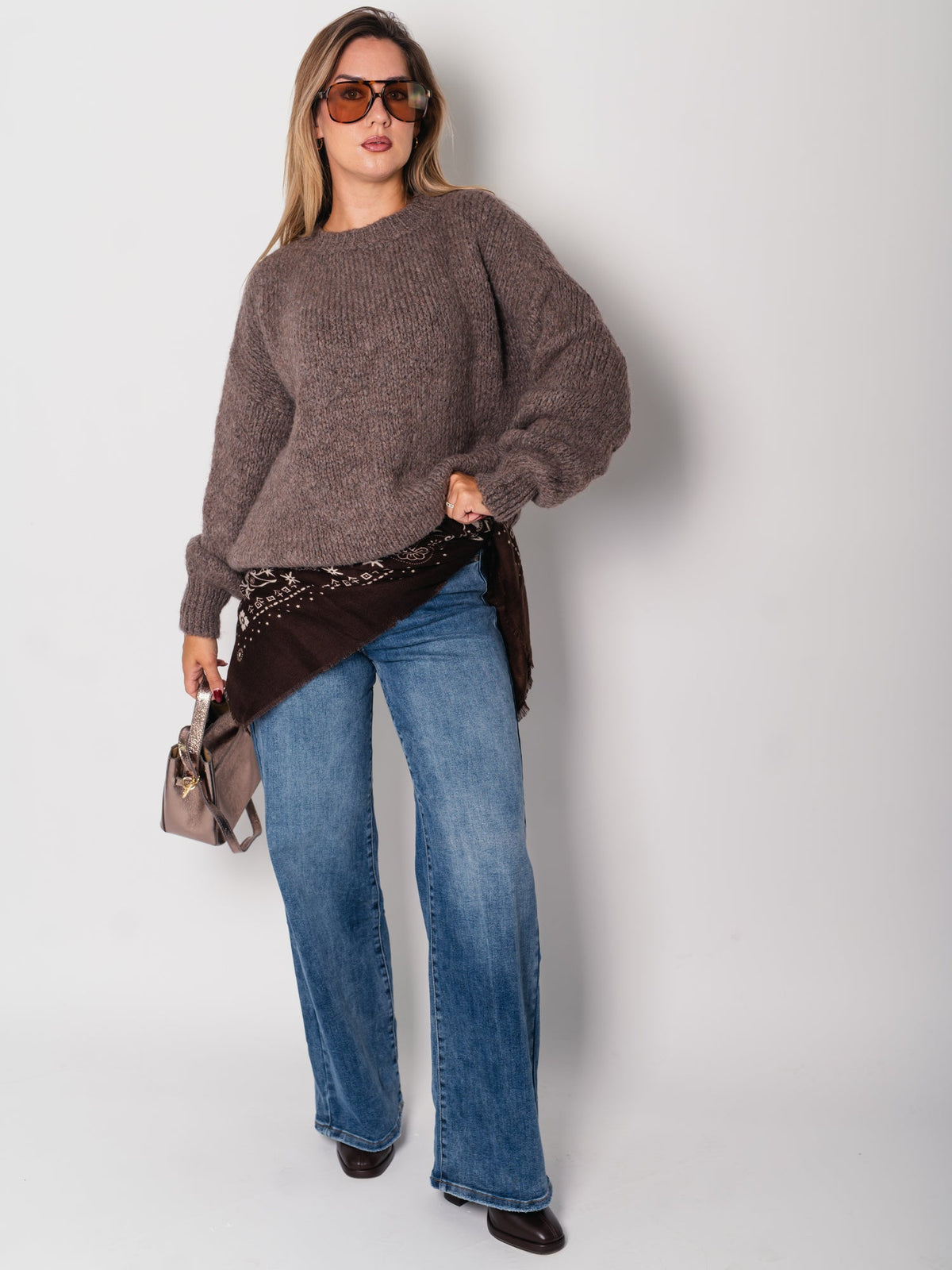 Paisley Tuch Schal - Dunkelbraun/Creme
